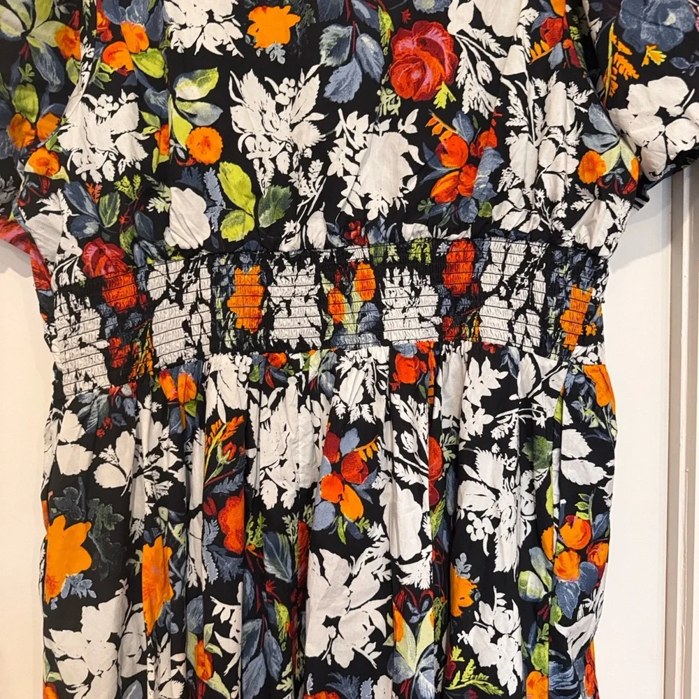 Anthropologie Floral Dress - Black, White, Orange, Red - Picture 8 of 11